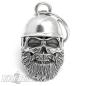 Preview: Oldschool Biker Totenkopf mit Bart und Helm Braincap Motorrad Glücksbringer Glocke