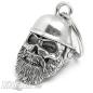 Preview: Oldschool Biker Totenkopf mit Bart und Helm Braincap Motorrad Glücksbringer Glocke