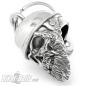 Preview: Oldschool Biker Totenkopf mit Bart und Helm Braincap Motorrad Glücksbringer Glocke