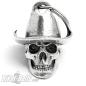 Preview: 3D Totenkopf Biker-Bell mit Cowboy-Hut Schädel Motorrad Glücksbringer Geschenk