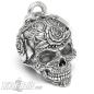 Preview: 3D Skull Biker-Bell Decorated With Flowers Mexican Candy Skull Ride Bell