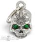 Preview: 3D Skull Pothead Biker Bell with Cannabis Hemp Leaf Weed and Green Eyes Diamond Bell Preview: 3D Skull Pothead Biker Bell with Cannabis Hemp Leaf Weed and Green Eyes Diamond Bell
