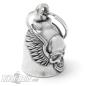 Preview: 81 Biker-Bell mit Totenkopf und Flügel Winged Skull Motorrad-Glocke Glücksbringer