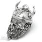 Preview: 3D Viking Skull Biker Bell with Beard and Horned Helmet Lucky Charm Bell