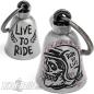 Preview: Live To Ride Totenkopf mit Motorrad-Helm Dunkelgrau Pink Strass Biker Glücksbringer