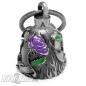 Preview: Biker Bell with Purple Rose and Heart Motorcycle Love Lucky Charm Biker Gift Idea