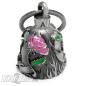 Preview: Biker Bell with Pink Rose and Heart Motorcycle Love Lucky Charm Biker Gift Idea