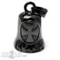 Preview: Black Biker Bell with Iron Cross and Flames Stainless Steel Lucky Charm for Bikes