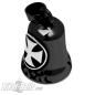 Preview: Schwarze Biker-Bell mit silbernem Eisernen Kreuz Edelstahl Motorrad-Glücksbringer