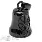 Preview: Schwarze Biker-Bell mit Hanfblatt Edelstahl Motorrad-Glocke Moped Glücksbringer