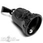 Preview: Schwarze Biker-Bell mit Hanfblatt Edelstahl Motorrad-Glocke Moped Glücksbringer