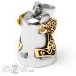 Preview: Stainless steel biker bell with golden Thor's hammer Mjolnir lucky charm gift