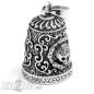 Preview: Ornate Motorcycle Bell with Skull made of Stainless Steel Biker Lucky Charm Gift
