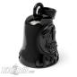 Preview: Schwarze Biker-Bell mit V2 Motorblock und Flammen Edelstahl Road Bell Glücksbringer