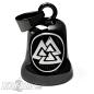 Preview: Schwarze Wikinger Biker-Bell mit silber Valknut-Symbol Motorradfahrer Glücksbringer
