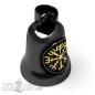 Preview: Schwarze Biker-Bell mit goldenem Vegvisir aus Edelstahl Wikinger Biker Glücksbringer