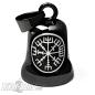Preview: Schwarze Biker-Bell mit silbernem Vegvisir aus Edelstahl Wikinger Biker Glücksbringer