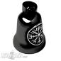 Preview: Schwarze Biker-Bell mit silbernem Vegvisir aus Edelstahl Wikinger Biker Glücksbringer