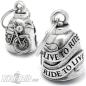 Preview: Live To Ride Biker-Bell mit Motorrad Chopper Glücksbringer Glocke Ride Bell Geschenk