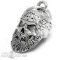 Preview: 3D Oldschool Biker Skull With Beard And Bandana Biker-Bell Motorcycle Bell