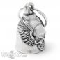 Preview: 81 Biker-Bell mit Totenkopf und Flügel Winged Skull Motorrad-Glocke Glücksbringer