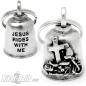 Preview: "Jesus Rides With Me" Gremlin Bell Motorrad mit Kreuz Biker-Bell Glücksglöckchen