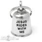 Preview: "Jesus Rides With Me" Gremlin Bell Motorrad mit Kreuz Biker-Bell Glücksglöckchen