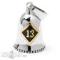 Preview: Lucky 13 Biker-Bell aus Edelstahl silber & gold Motorrad Glücksbringer Glocke