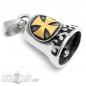 Preview: Large Iron Cross in Gold on Stainless Steel Biker-Bell with Flames Gift Preview: Large Iron Cross in Gold on Stainless Steel Biker-Bell with Flames Gift