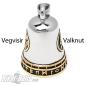 Preview: Vegvisir und Valknut zusammen mit goldenen Runen auf einer Biker-Bell aus Edelstahl Preview: Vegvisir und Valknut zusammen mit goldenen Runen auf einer Biker-Bell aus Edelstahl