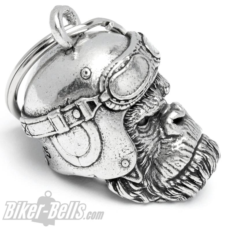 3D Gorilla mit Motorradhelm Glücksbringer Glocke Bravo Bell Affe Biker Geschenk