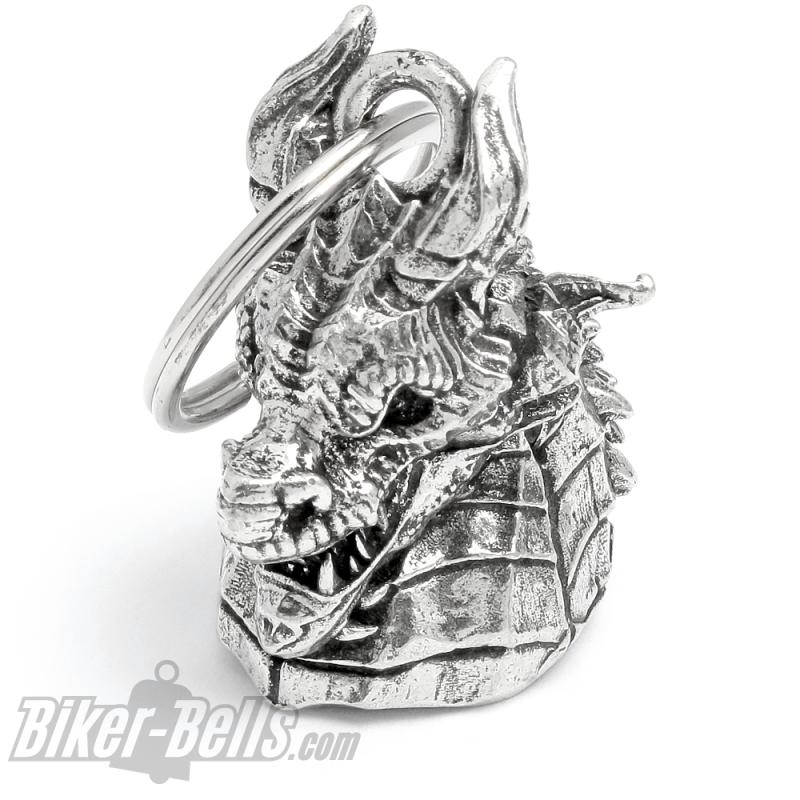 Detaillierter Drachenkopf 3D Biker-Bell Glücksbringer Drache Motorradfahrer Geschenk