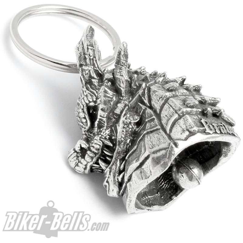 Detaillierter Drachenkopf 3D Biker-Bell Glücksbringer Drache Motorradfahrer Geschenk