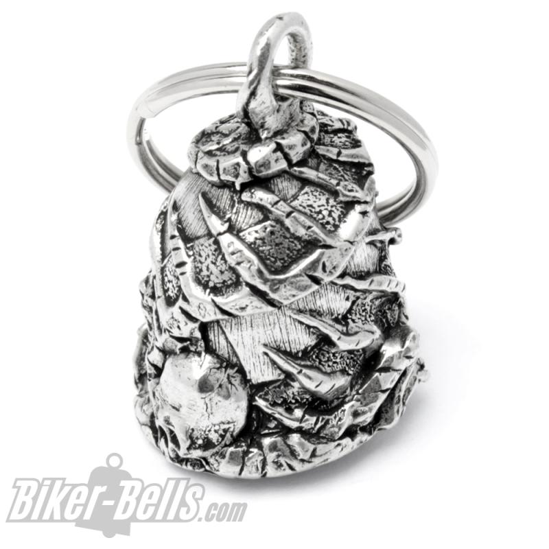 Preview: Biker-Bell With Dragon Skeleton & Skull Detailed Motorcycle Bell Bravo Bell
