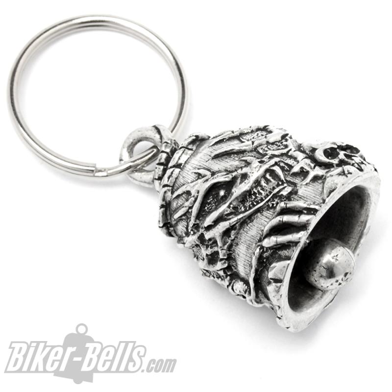 Preview: Biker-Bell With Dragon Skeleton & Skull Detailed Motorcycle Bell Bravo Bell