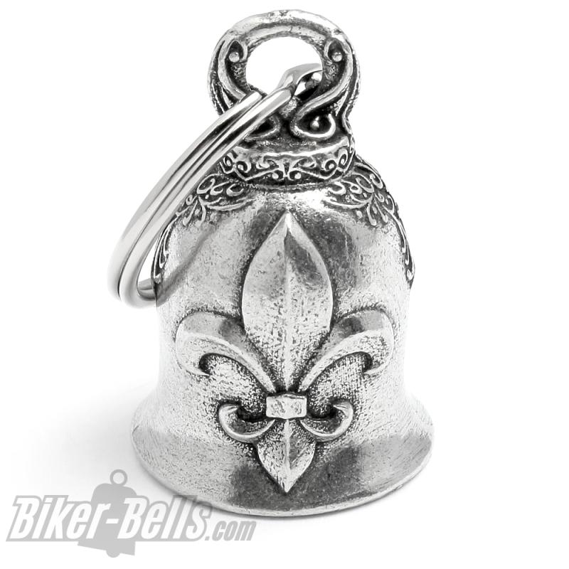Verzierte Biker-Bell mit Fleur de Lis Heraldische Lilie Motorradfahrer Geschenk