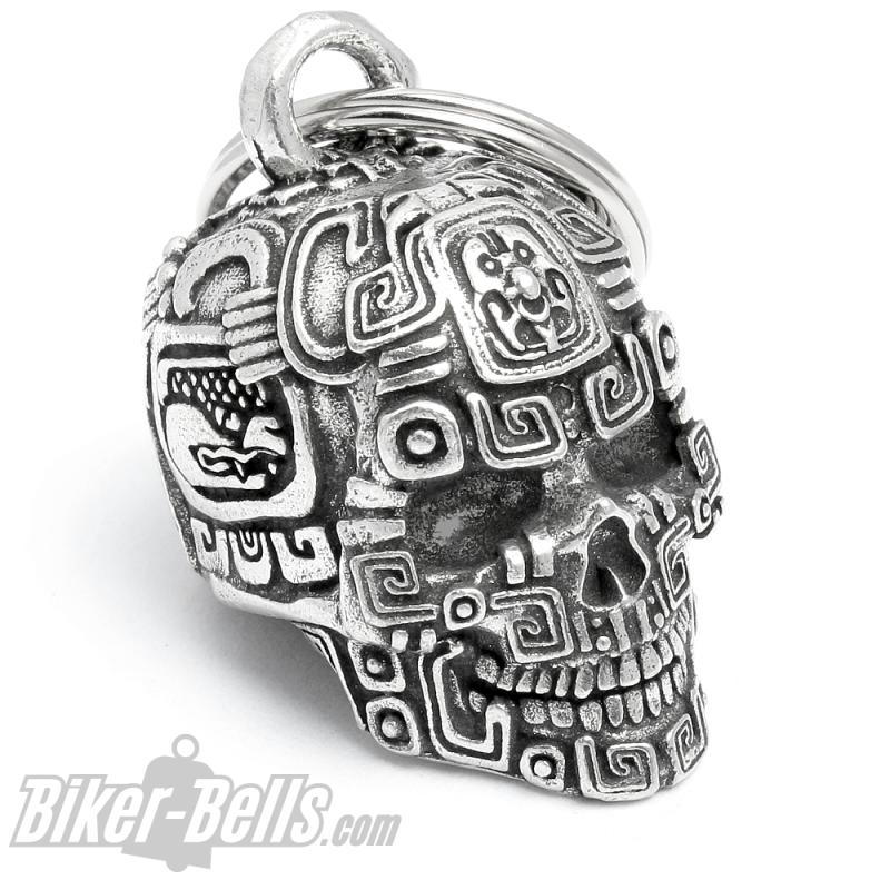 3D Maya Inka Azteken Totenkopf Biker-Bell Motorradfahrer Glücksbringer Geschenk