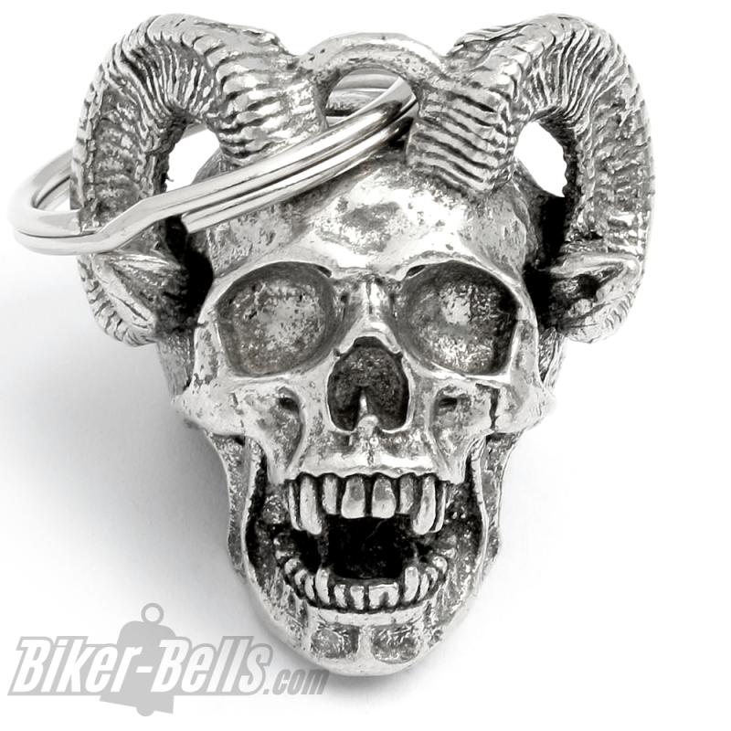 3D Monster-Totenkopf mit Hörner Schutzdämon Bikers-Bell Motorrad Glücksbringer