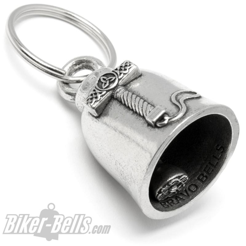 Biker Bell with Thor's Hammer Mjölnir Lucky Charm for Motorcyclist Gift