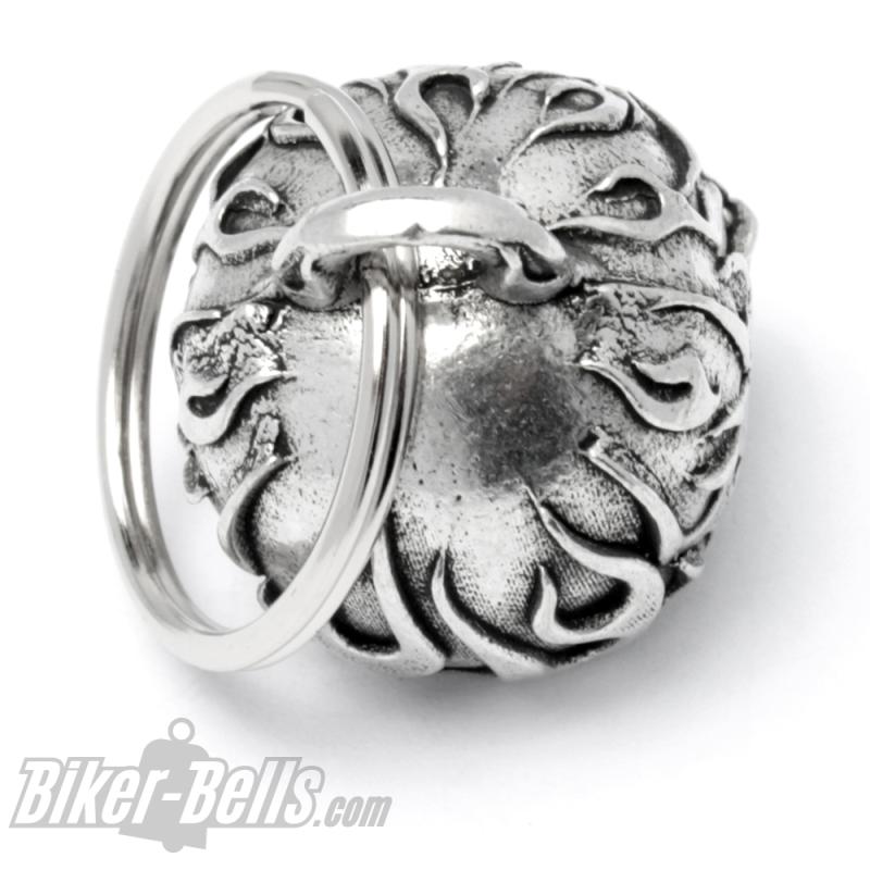Preview: 3D skull with flames biker-bell burning skull motorcycle bell biker gift
