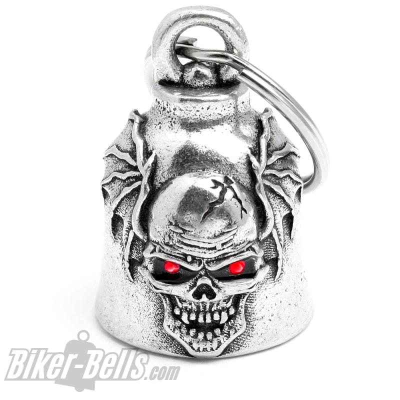 Dämon mit roten Augen und Flügel Totenkopf Diamond Biker-Bell Motorrad Geschenk