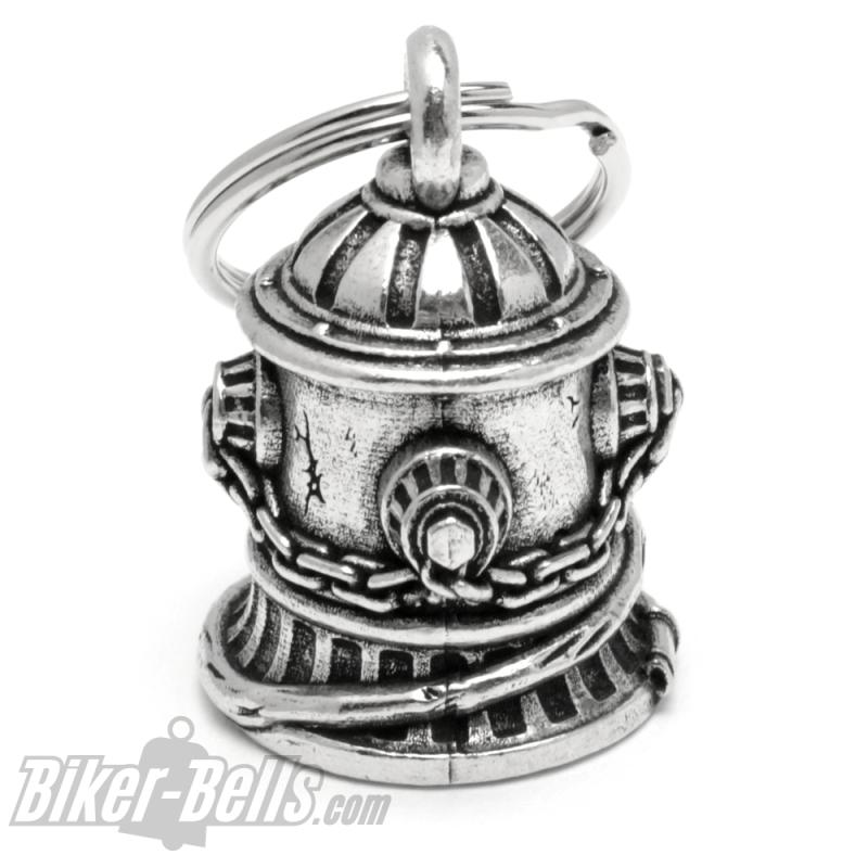 Feuerwehr Biker-Bell 3D Hydrant mit Emblem Brandwache Biker Glücksbringer Glocke