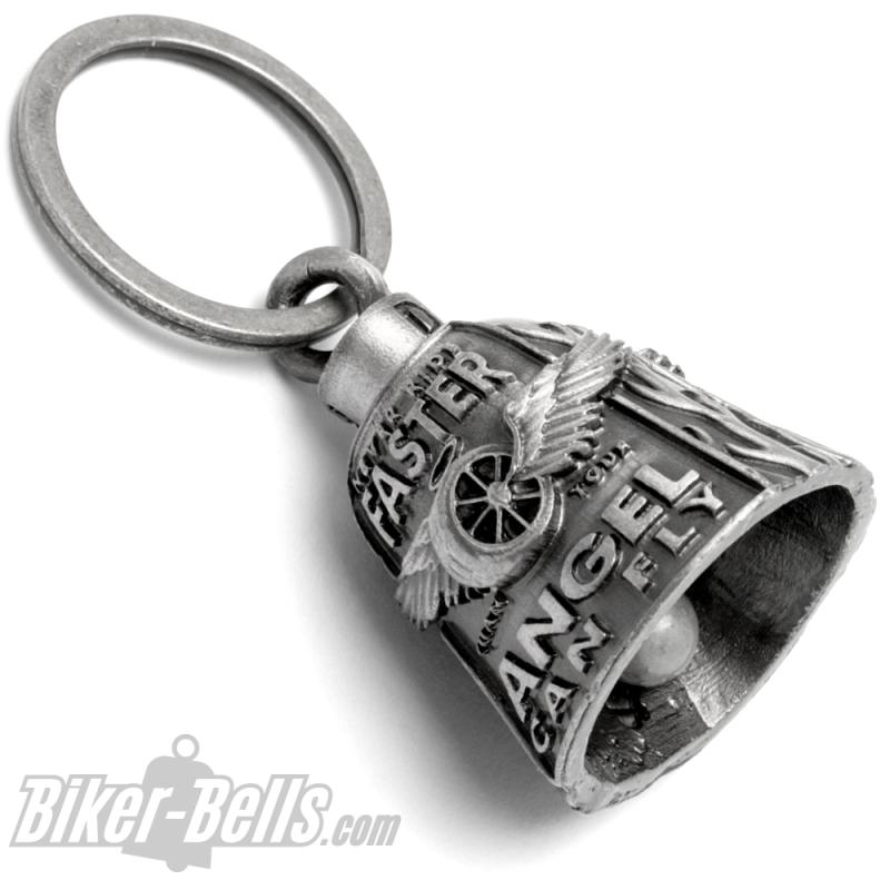 Never Ride Faster Than Your Angel Can Fly Biker-Bell Motorrad Glücksbringer-Glocke