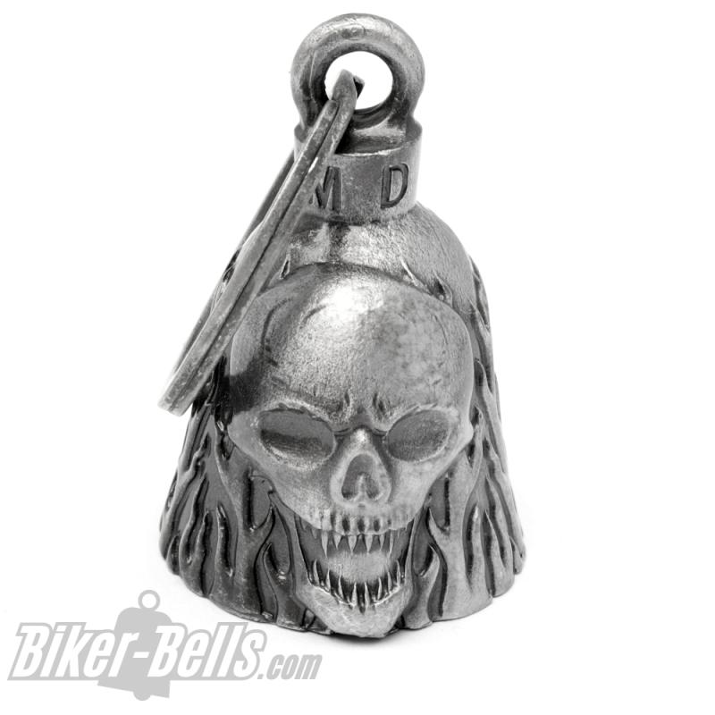Großer Totenkopf mit spitzen Zähnen Biker-Bell Glücksbringer Geschenk fürs Moped