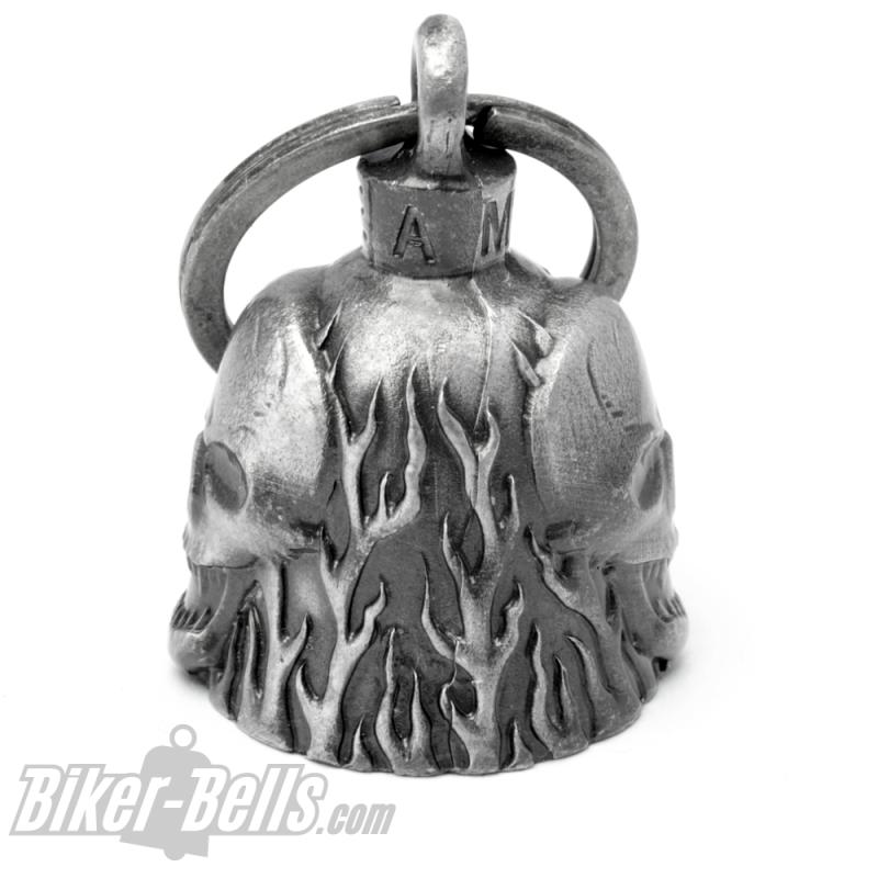 Large Skull with Pointed Teeth Biker Bell Lucky Charm Gift for Moped