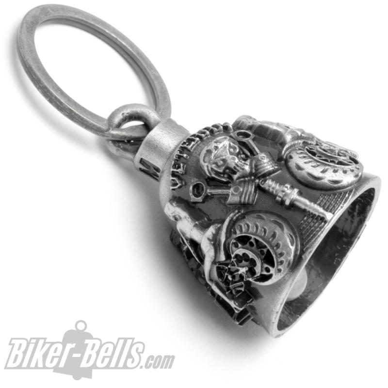 Biker-Veteran Motorrad-Glocke Totenkopf Babes Kolben Zündkerze Biker-Bell Geschenk