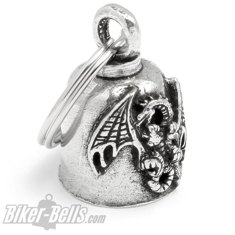 Preview: Glücksdrache Gremlin Bell Feuerdrache Glücksbringer Motorrad-Glocke Biker Geschenk