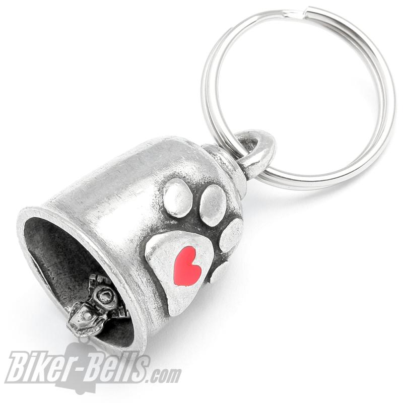 Preview: Gremlin Bell with Dog Paw and Red Heart Motorcyclist Dog Love Lucky Charm Gift