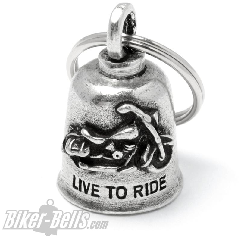 Live To Ride Gremlin ​Bell mit Motorrad Chopper Oldschool Glücksbringer Glocke