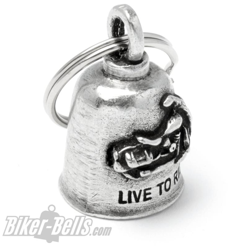 Live To Ride Gremlin ​Bell mit Motorrad Chopper Oldschool Glücksbringer Glocke